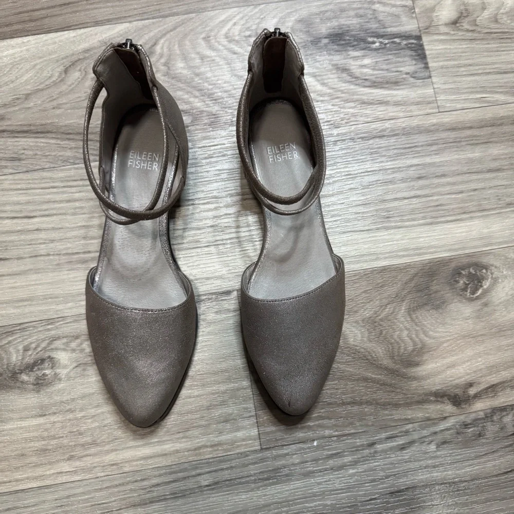 Eileen Fisher Mica Lyton D'Orday Flats Metallic Suede Leather Size 6.5